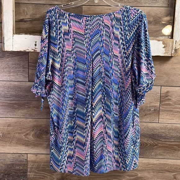 J.T.B. Womens Plus Size Dress Top, Size 2X, Pink and Blue Abstract Design Print - Picture 7 of 7